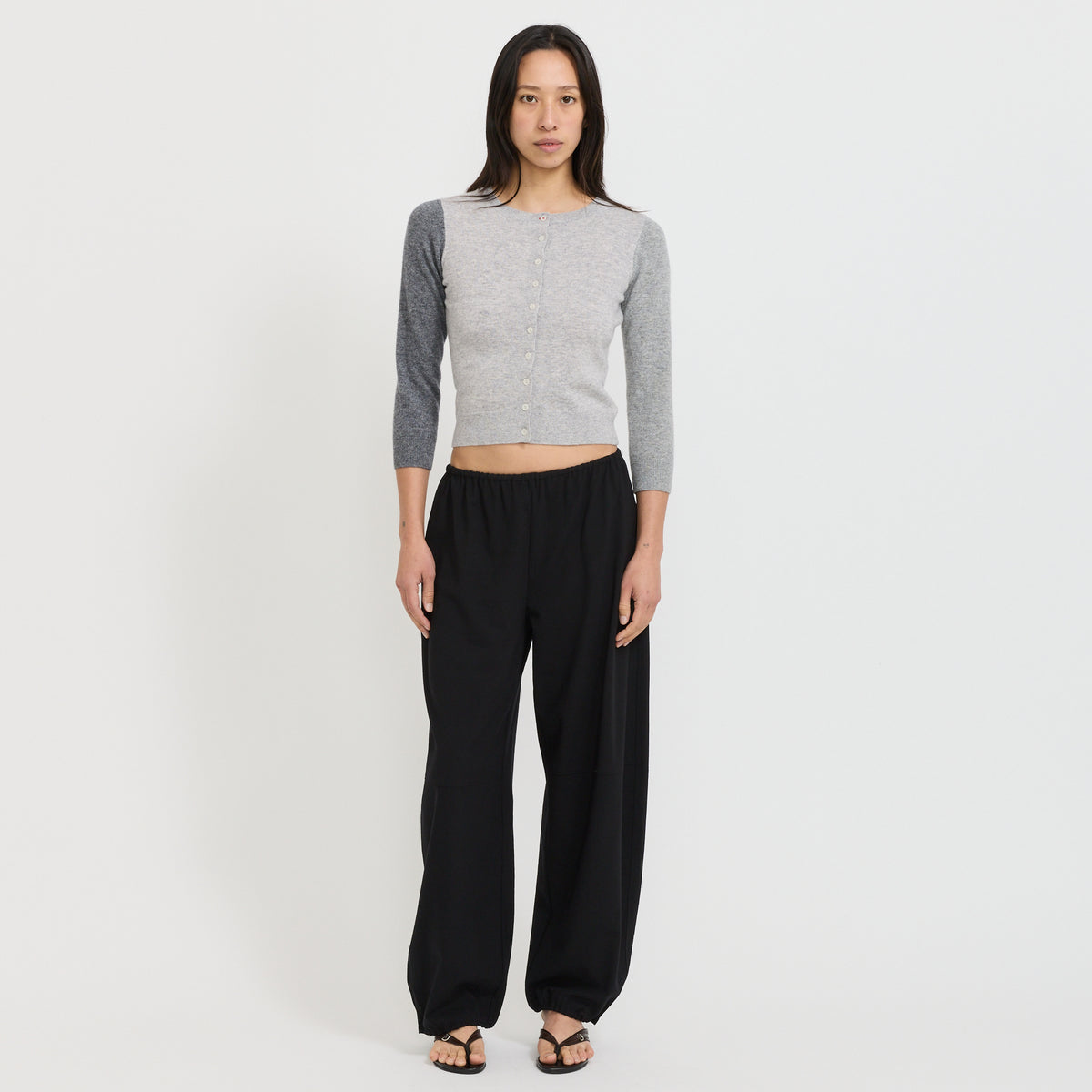 Peachy Den | Ava Colourblock Cardigan Greyscale | Maplestore