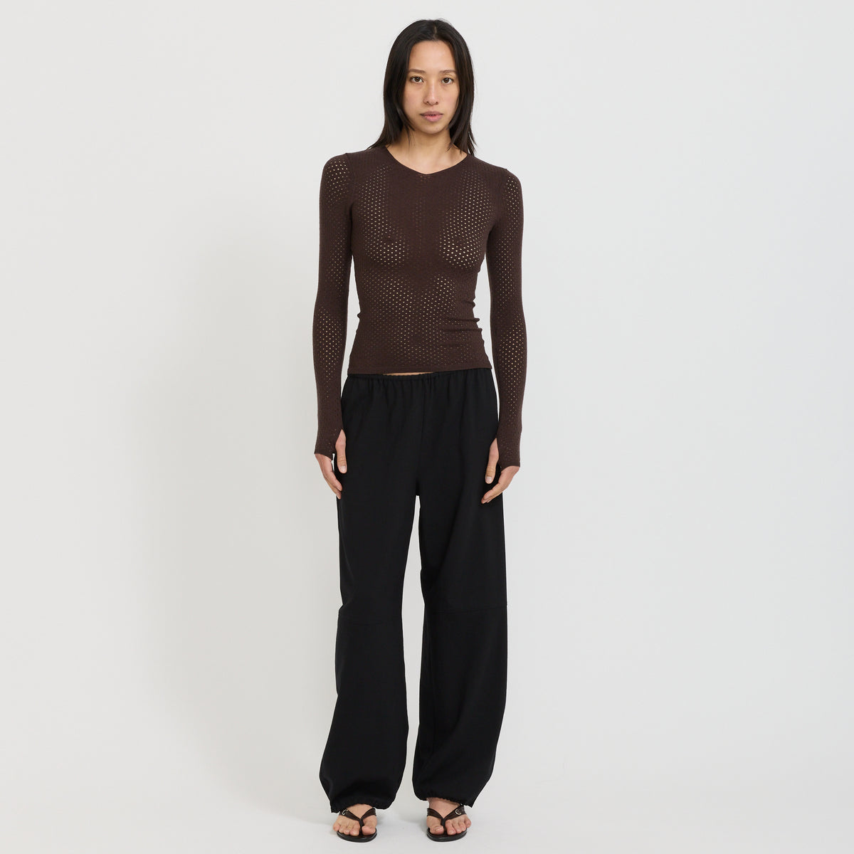 Peachy Den | Carly Thermal Knit Chocolate | Maplestore