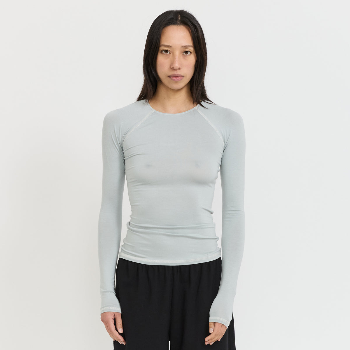 Peachy Den | Susie Perfect Base Long Sleeve Grey Marl | Maplestore