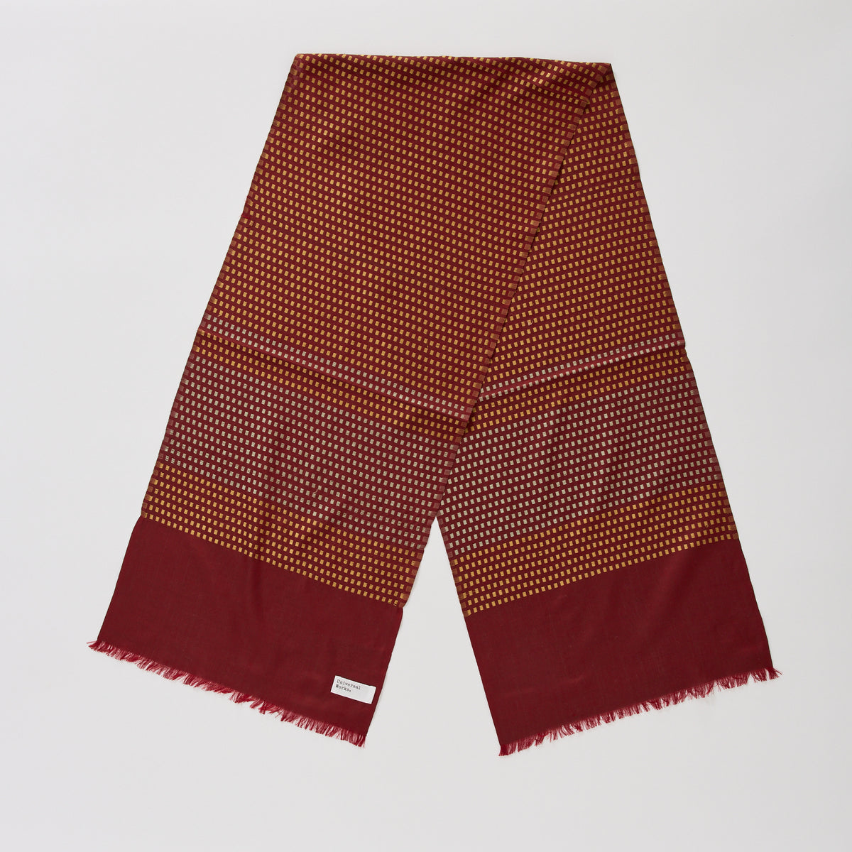 Universal Works | Silk Jacquard Scarf Red/Silver/Gold | Maplestore