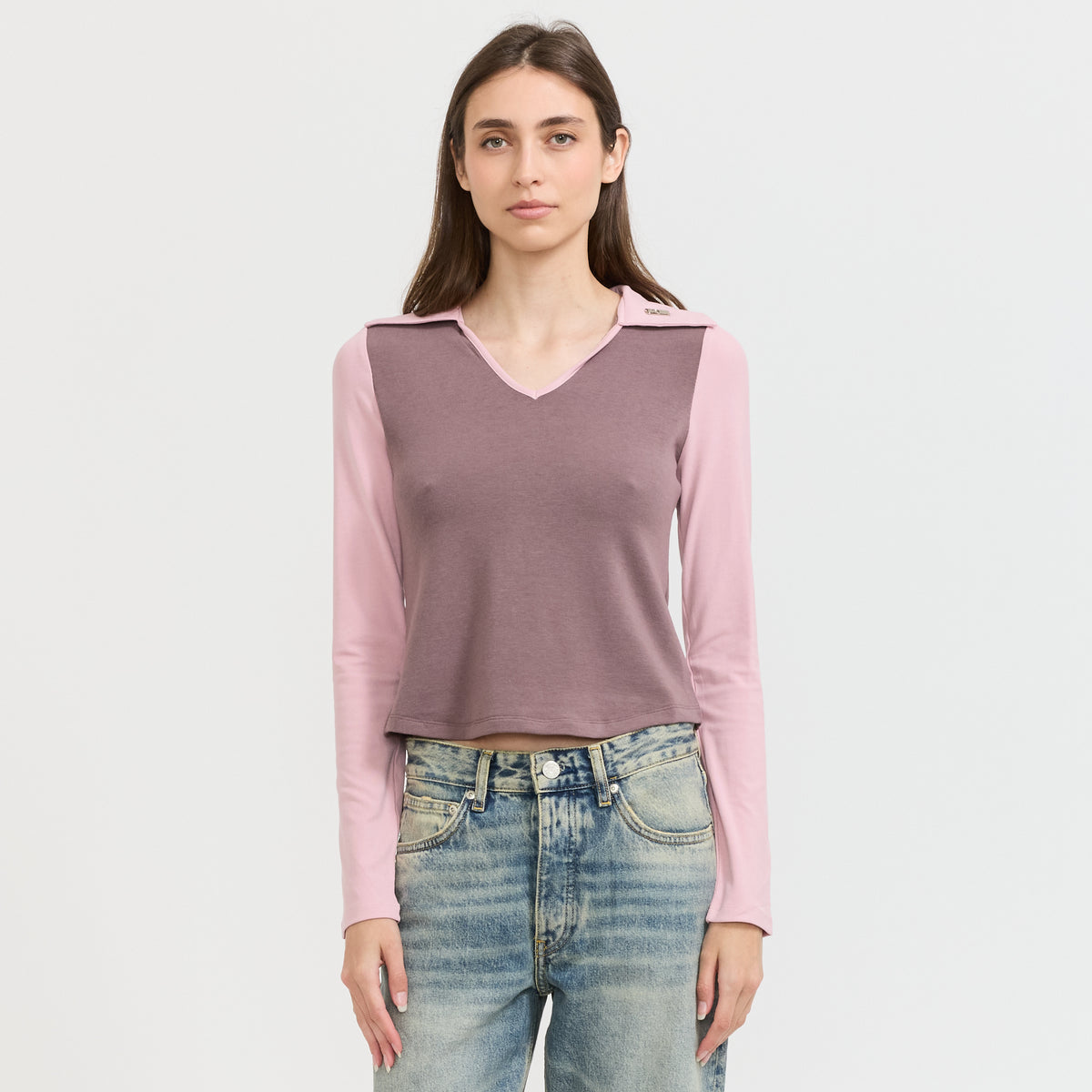 Laagam | Vesper Pink Long Sleeve Polo T-Shirt | Maplestore