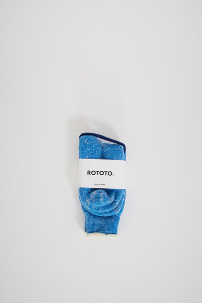 Rototo | Double Face Crew Socks Blue | Maplestore