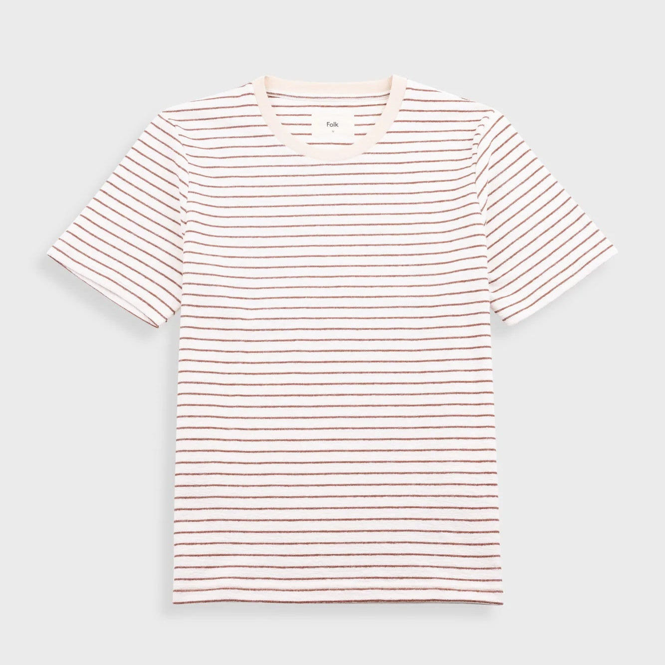 Folk | SS Textured Stripe T-Shirt Ecru/Burnt Red | Maplestore