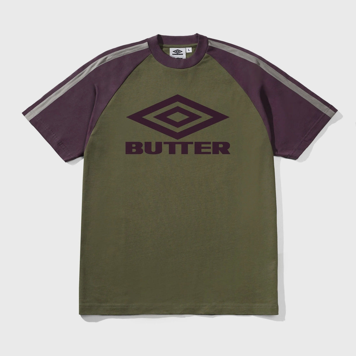 Butter Goods x Umbro Raglan Tee Army/Eggplant