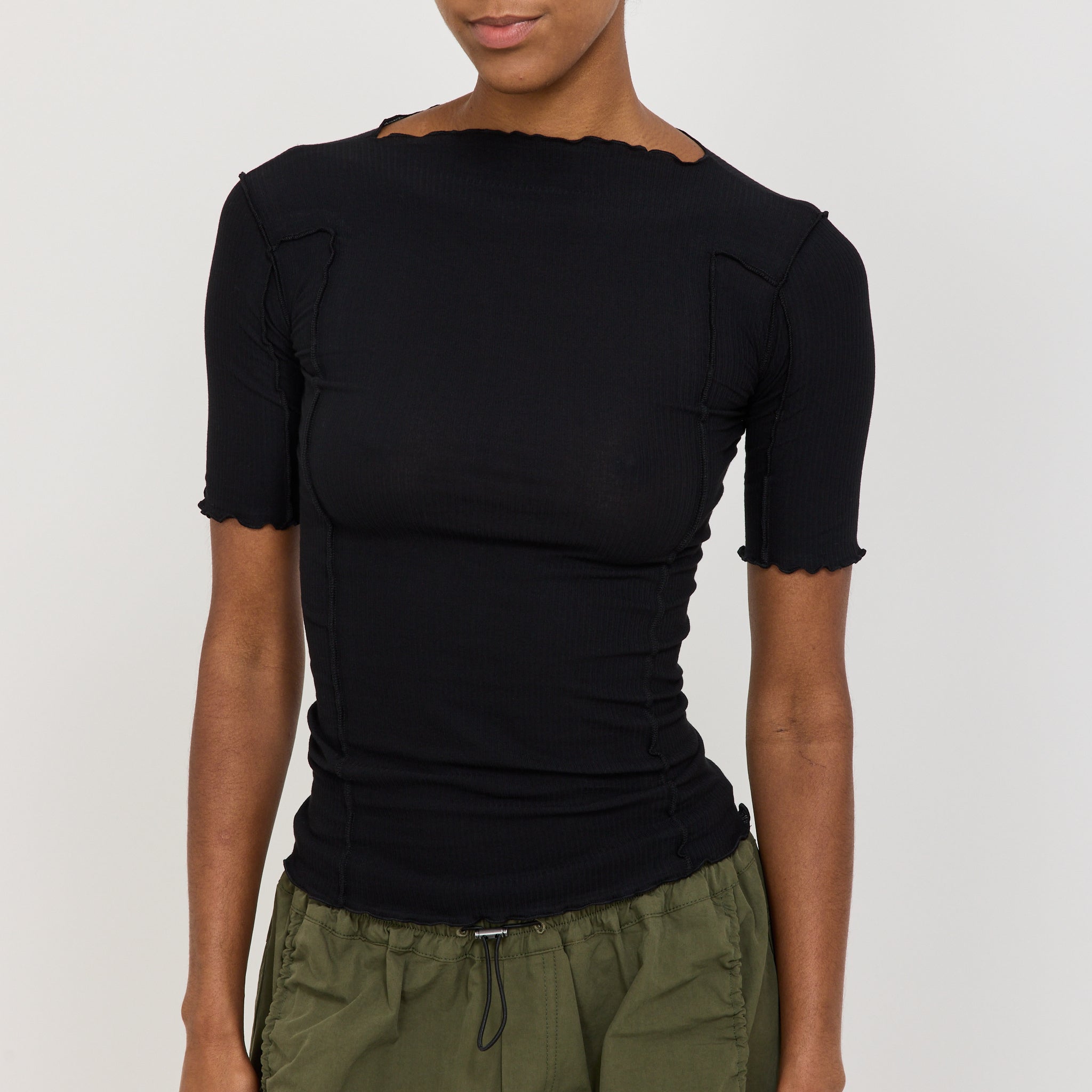 Tシャツ(半袖/袖なし) BASERANGE Omato 3/4 Cotton Rib Top Black Omato 3/4 Rib Top Black | Maplestore