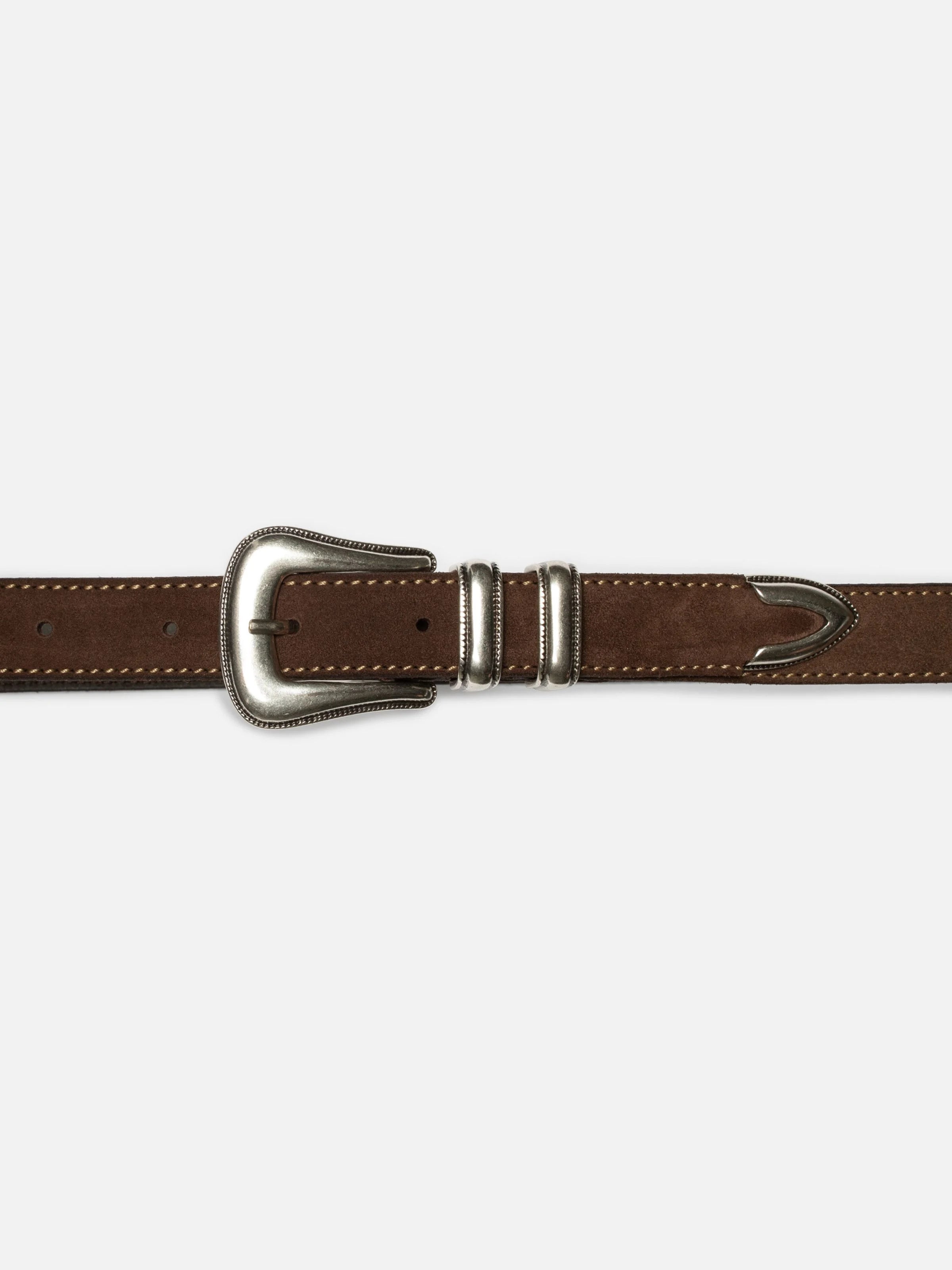 Nudie Jeans Co. | Western Suede Silver Belt Dark Brown | Maplestore