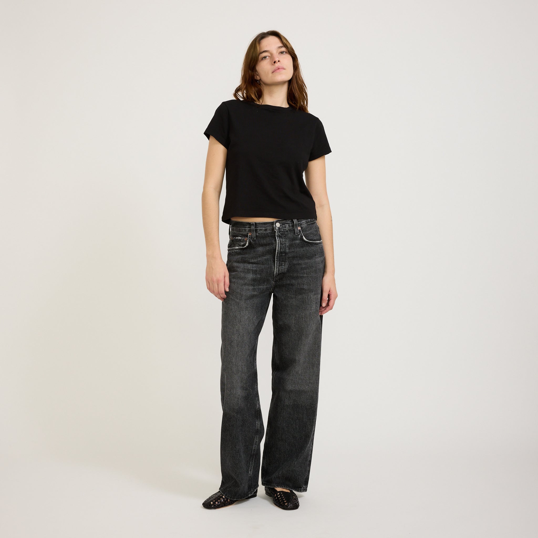 Agolde | Adine Shrunken Tee Black | Maplestore