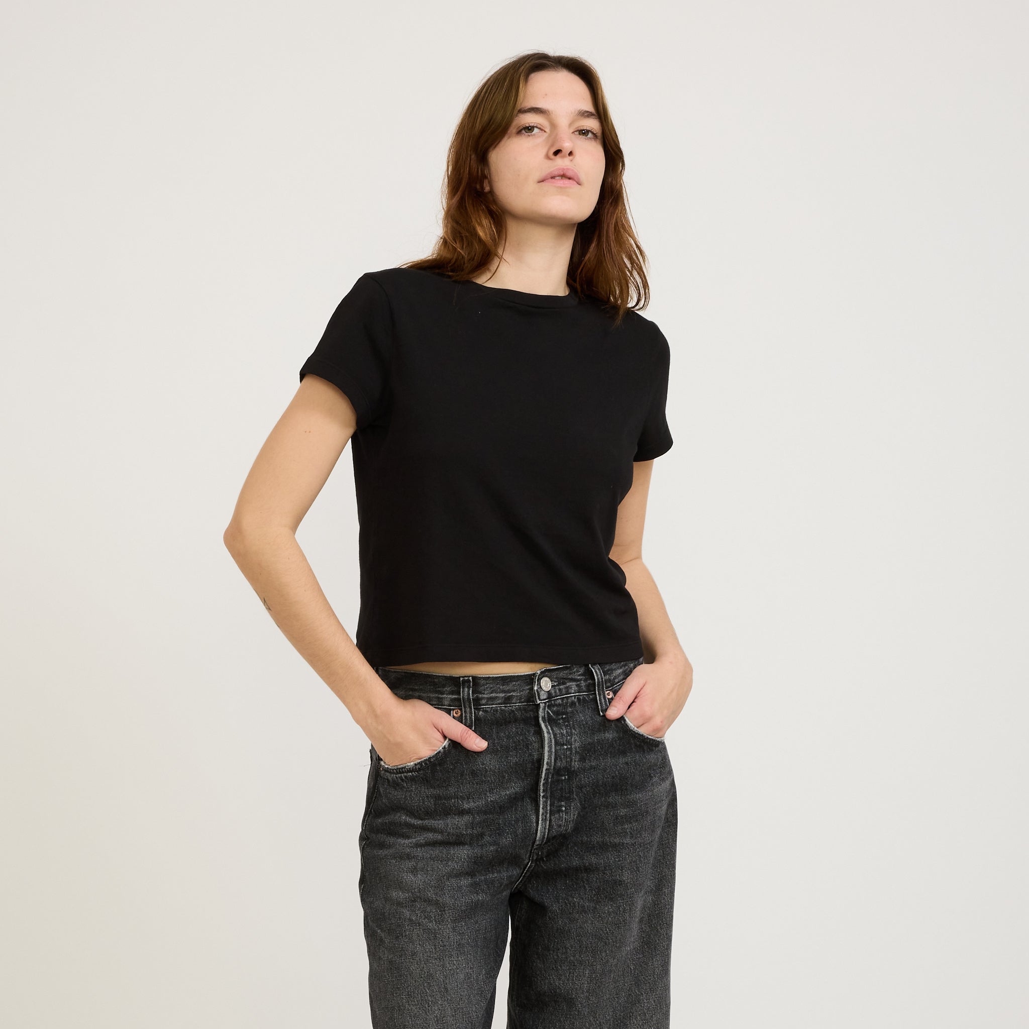 Agolde | Adine Shrunken Tee Black | Maplestore