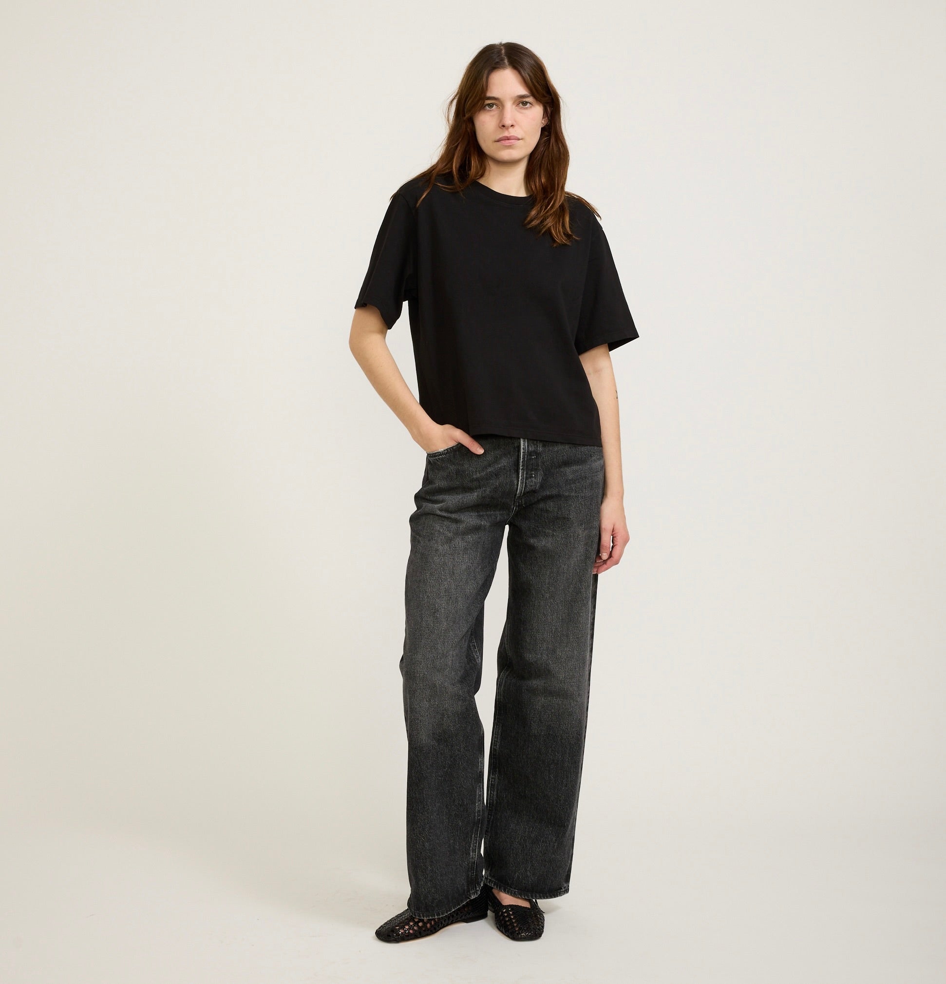 Agolde | Sulma Drop Shoulder Tee Black | Maplestore