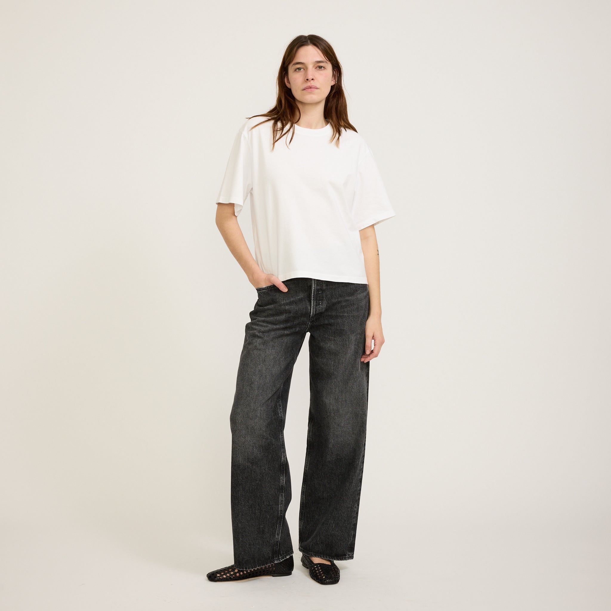 Agolde | Sulma Drop Shoulder Tee White | Maplestore
