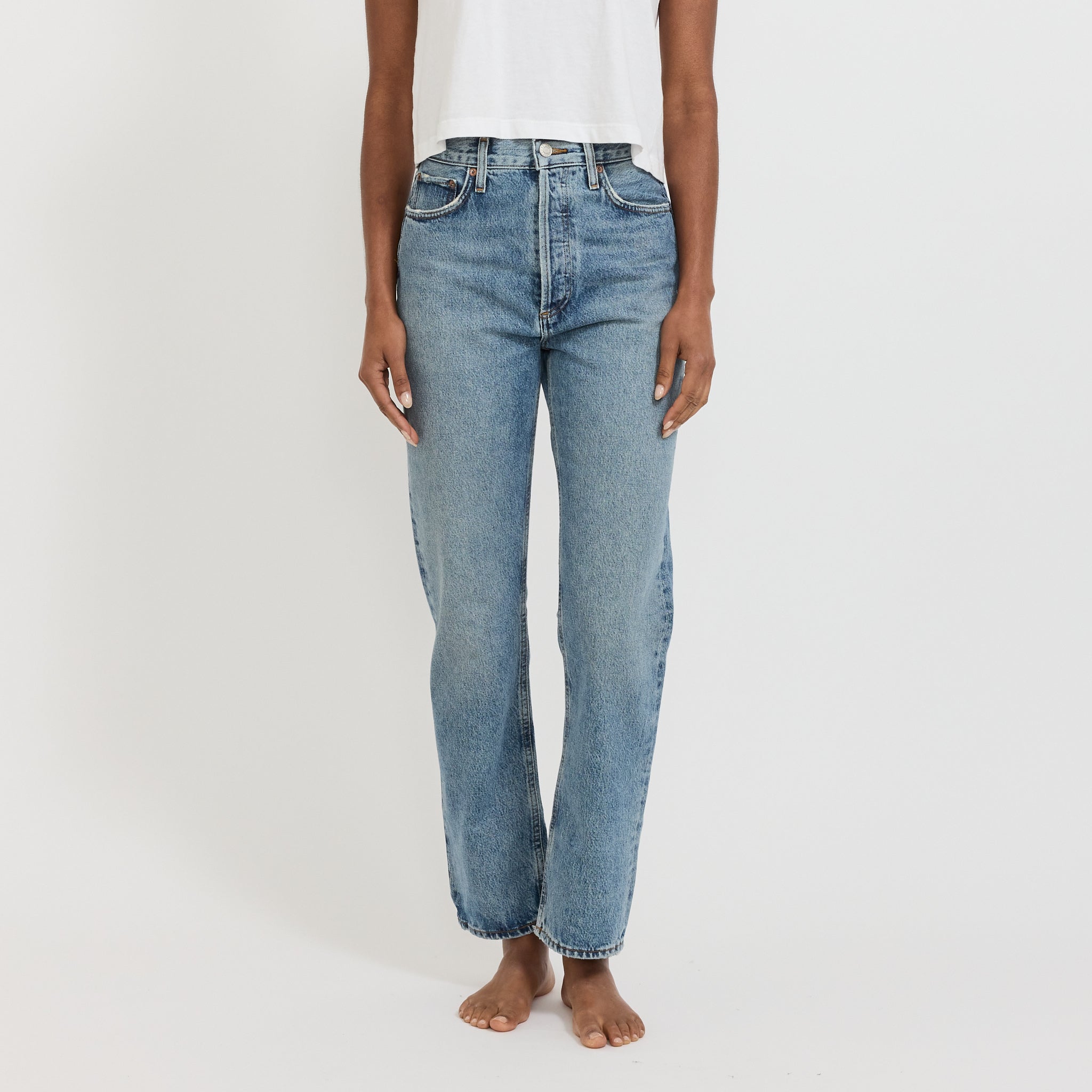 90's Pinch Waist High Straight Navigate