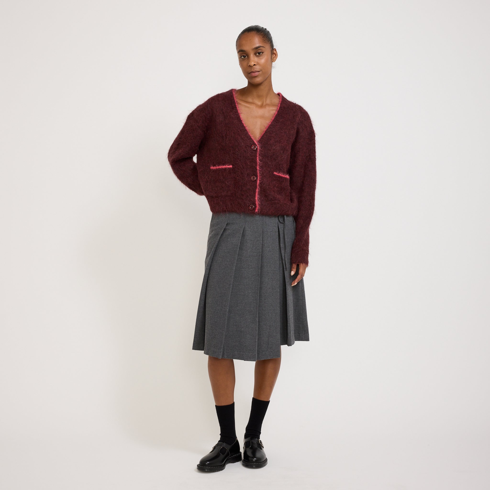 Bymi Cardigan Burgundy/Black Melange