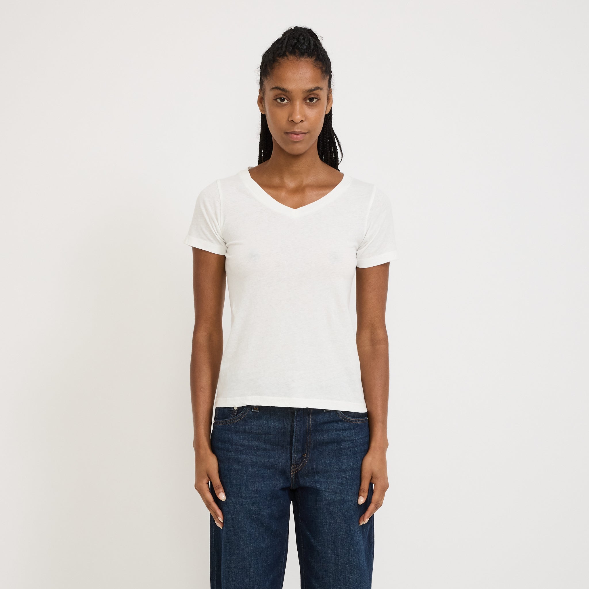 American Vintage | Gamipy V Neck T-Shirt White | Maplestore