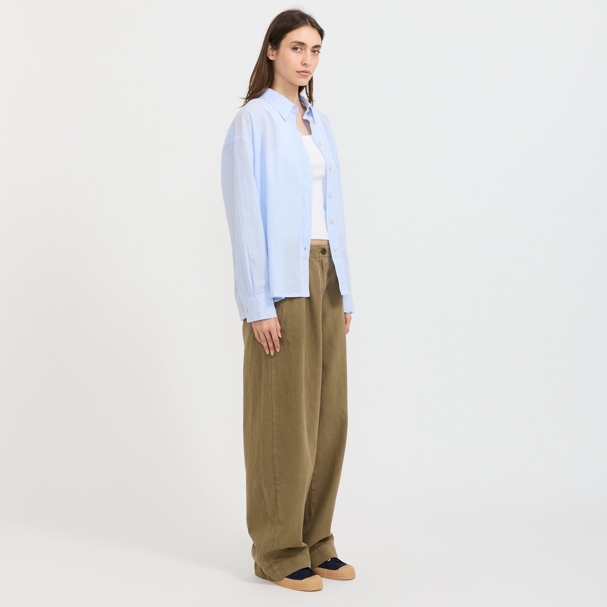 Eluabird Loose Fit Striped Long Sleeve Shirt Vitamin Blue