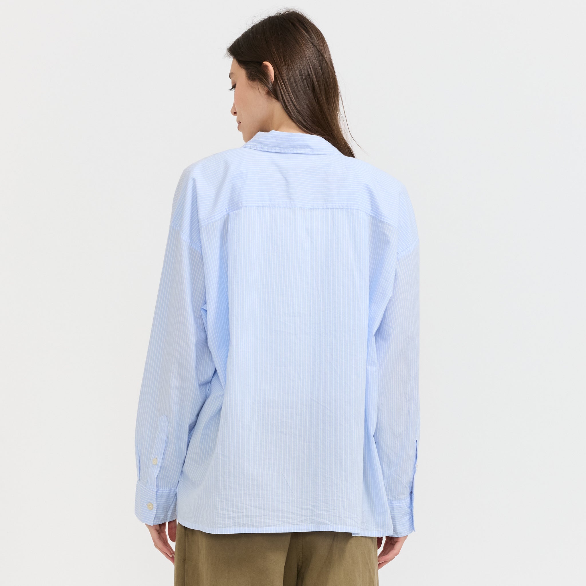 Eluabird Loose Fit Striped Long Sleeve Shirt Vitamin Blue