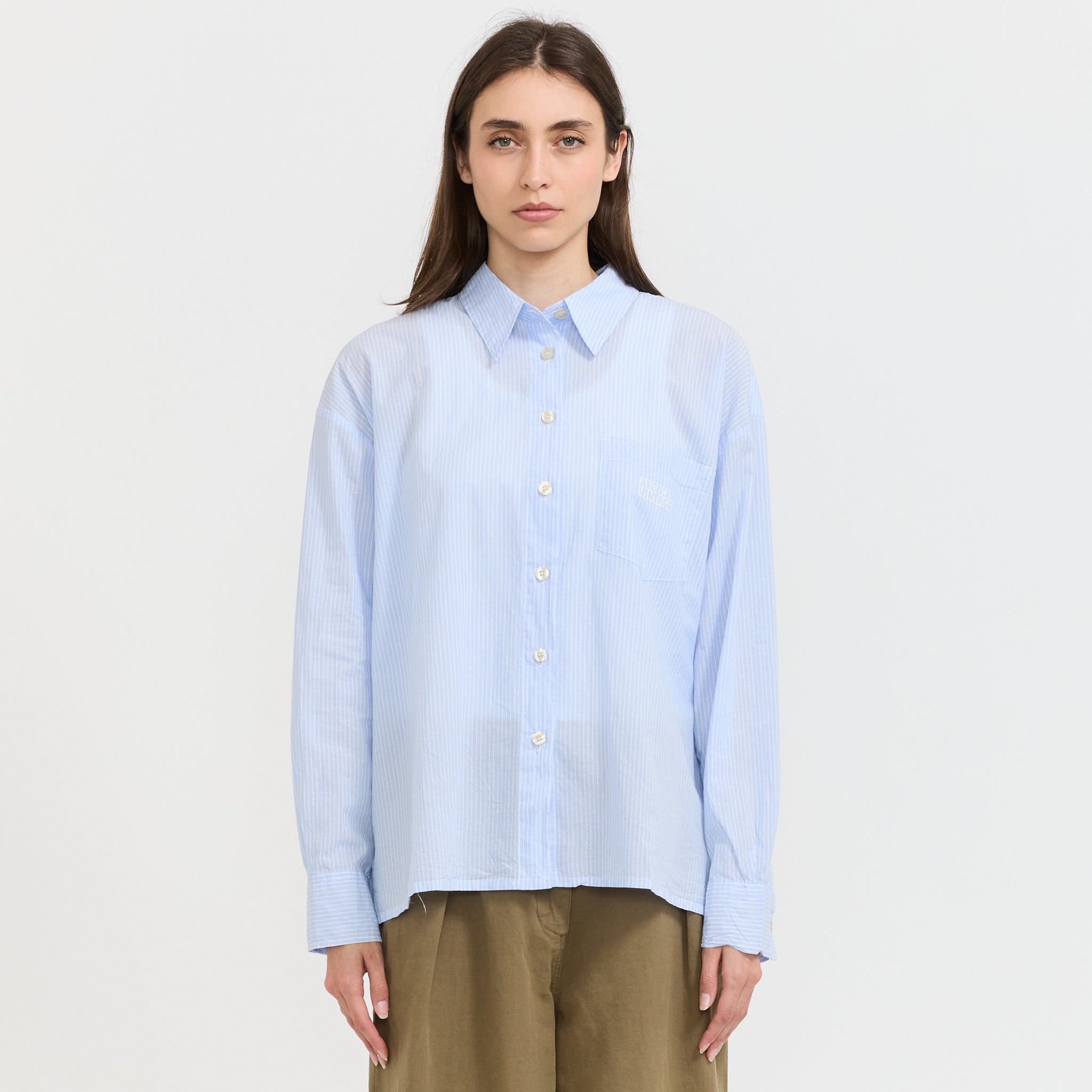 Eluabird Loose Fit Striped Long Sleeve Shirt Vitamin Blue