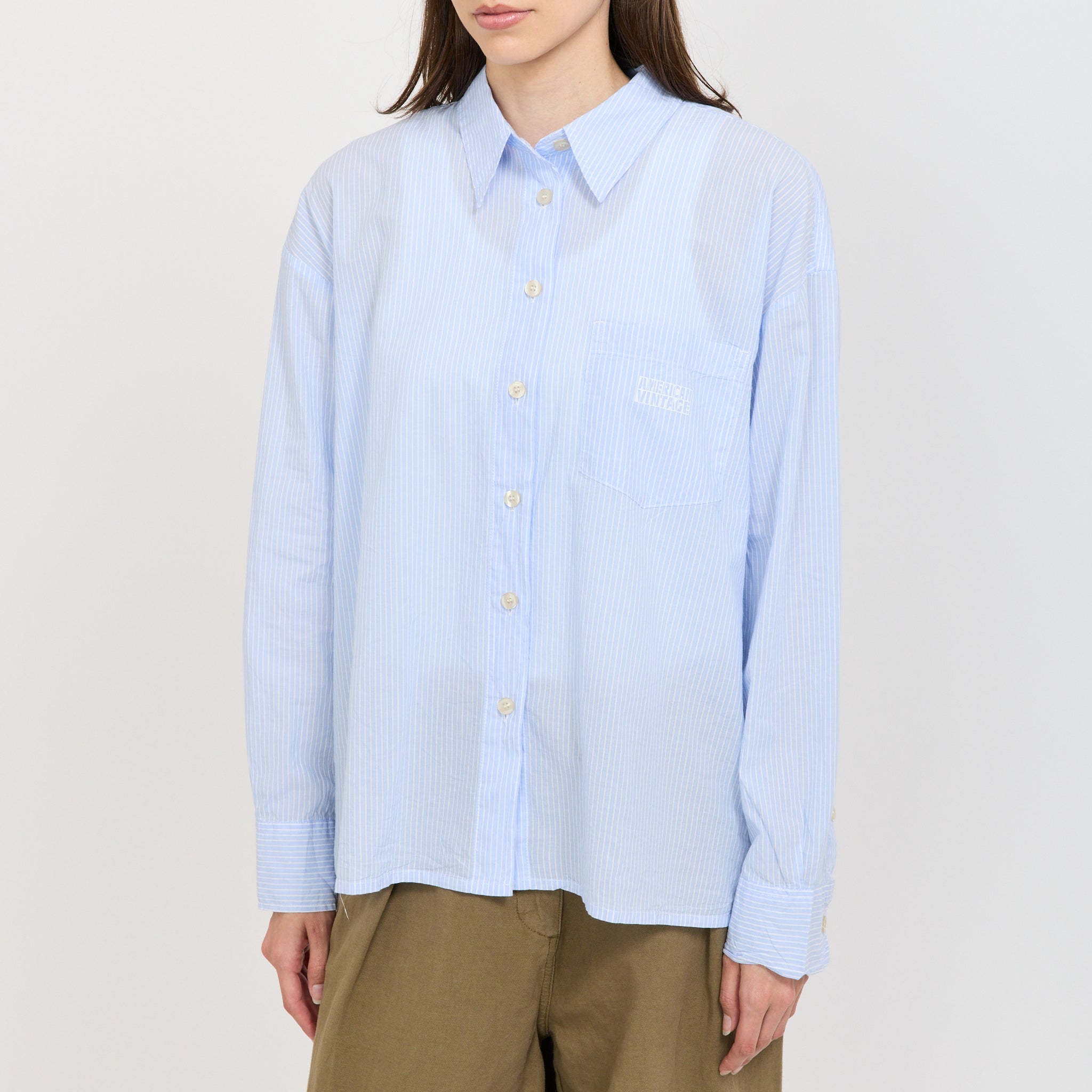 Eluabird Loose Fit Striped Long Sleeve Shirt Vitamin Blue