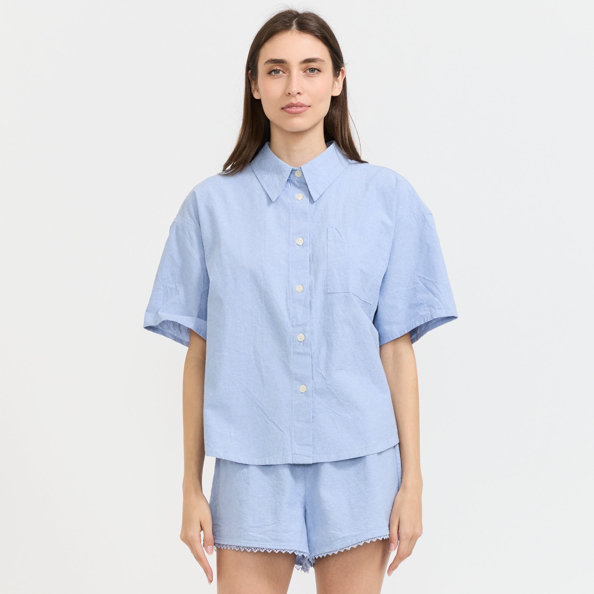 Feoly Loose Fit Short Sleeve Shirt Azurin