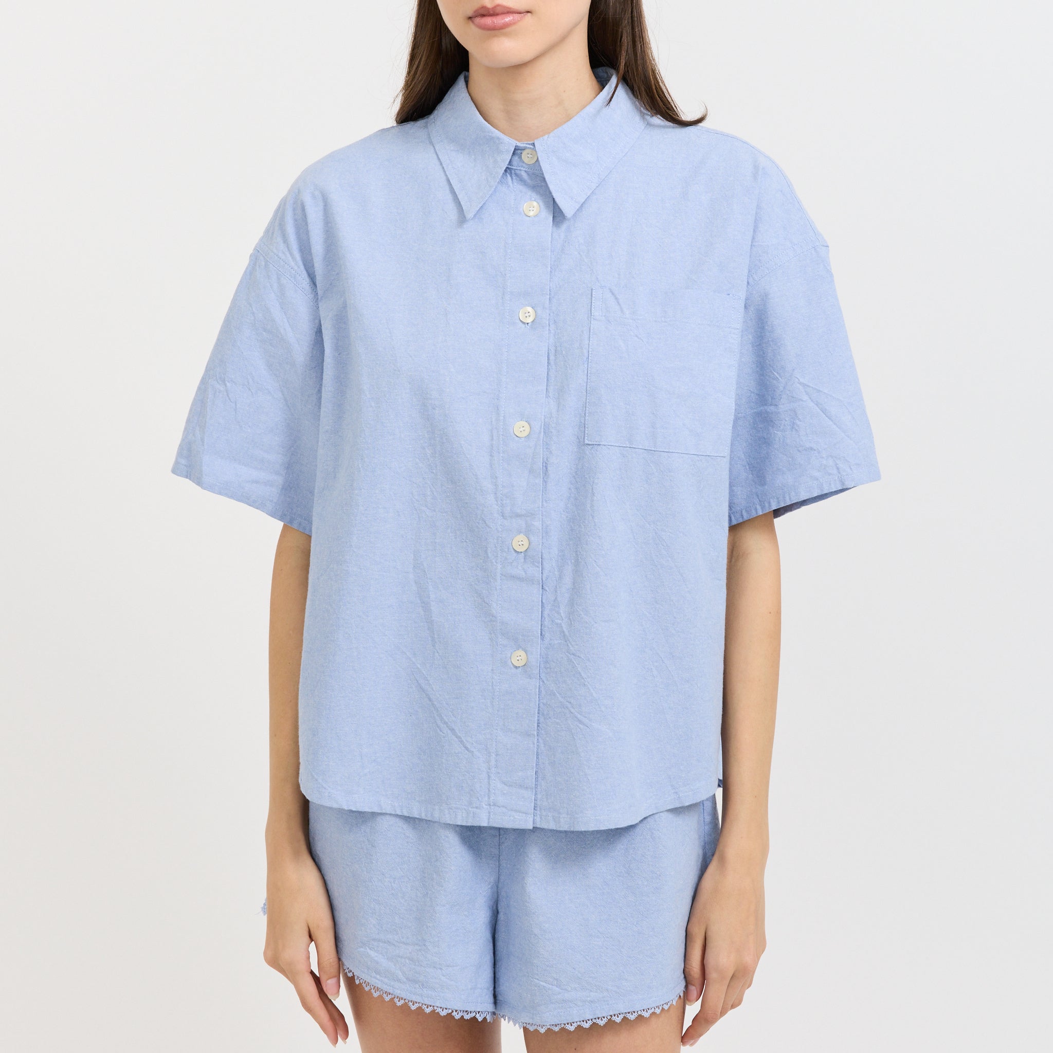 Feoly Loose Fit Short Sleeve Shirt Azurin