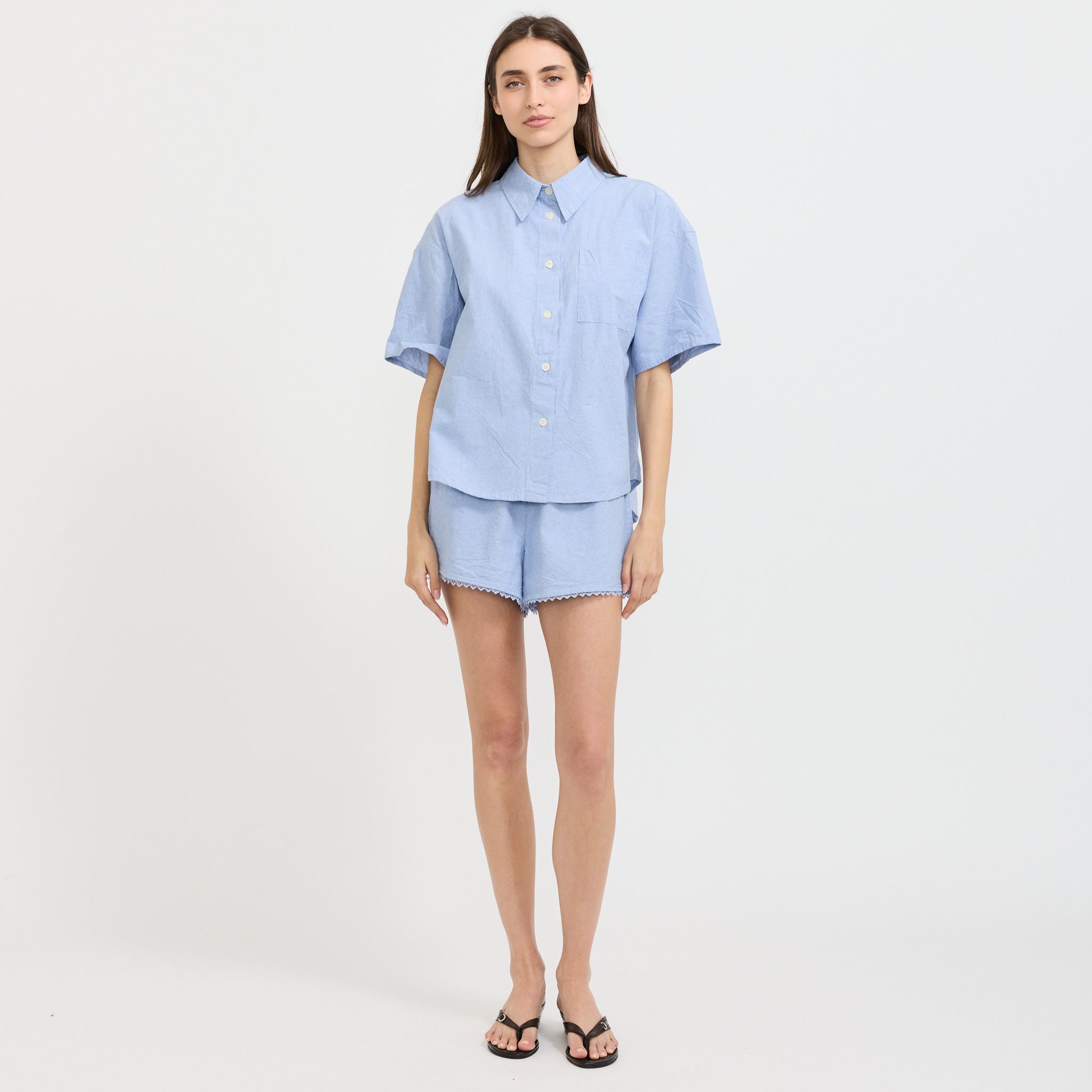 Feoly Loose Fit Short Sleeve Shirt Azurin