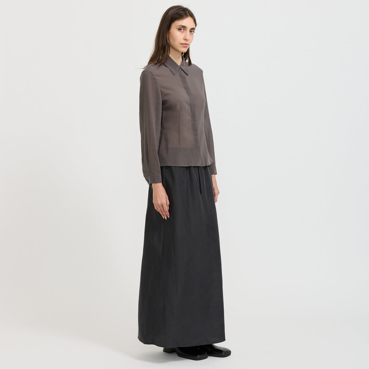 Cupro Banding Skirt Charcoal