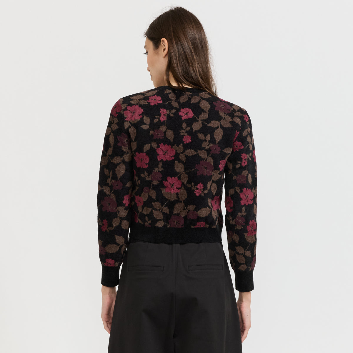 Floral Jacquard Cardigan Black