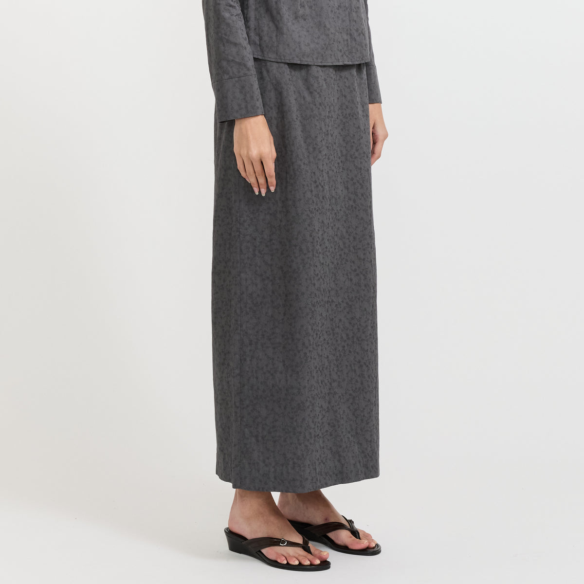Floral Pencil Skirt Grey