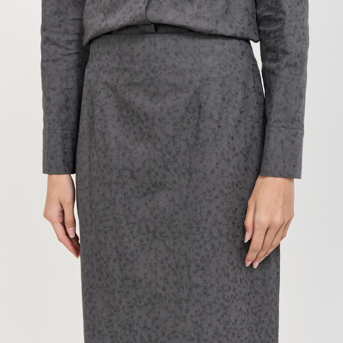 Floral Pencil Skirt Grey