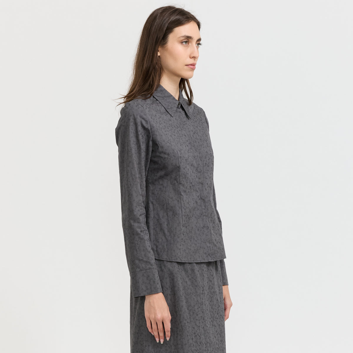 Floral Slim Shirt Grey
