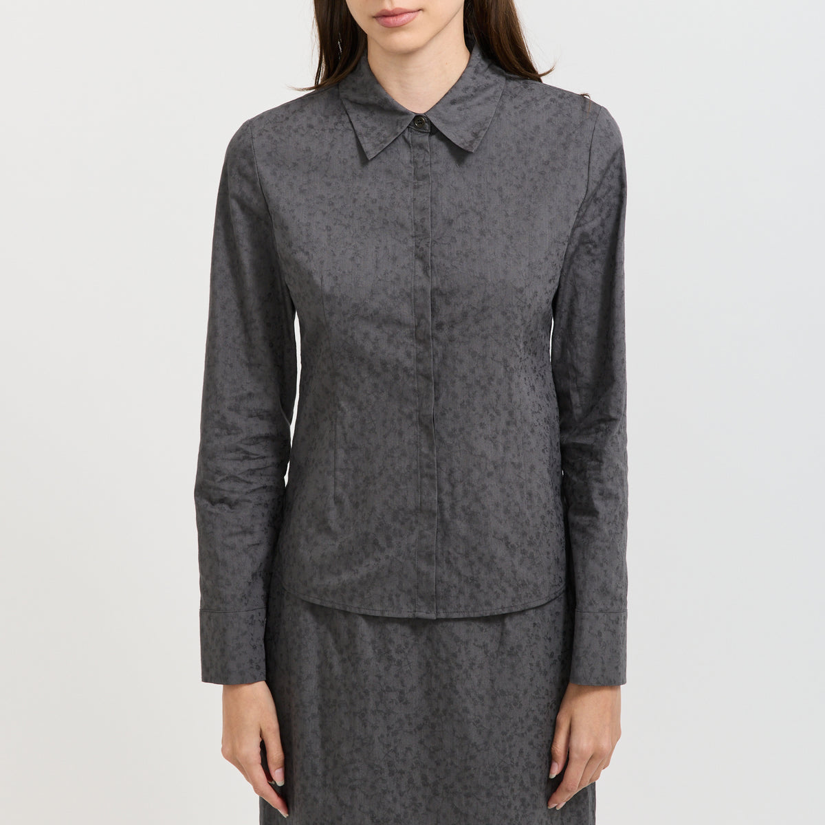 Floral Slim Shirt Grey