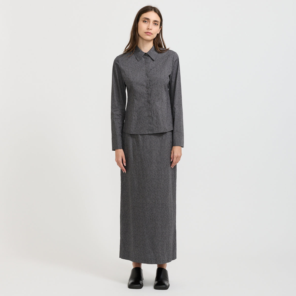 Floral Slim Shirt Grey