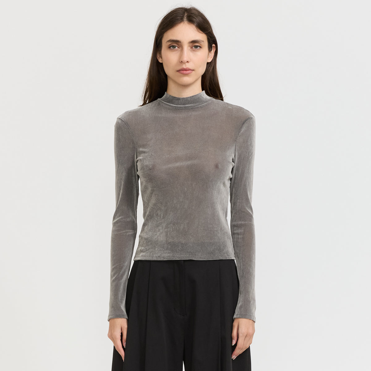 Mock Neck Top Grey