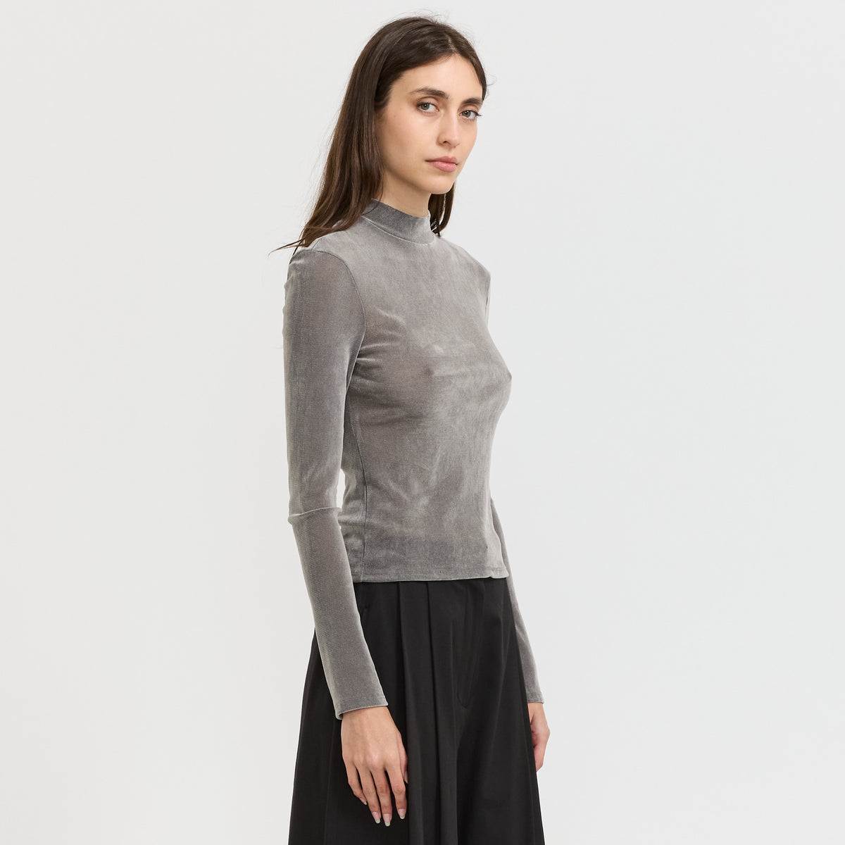 Mock Neck Top Grey