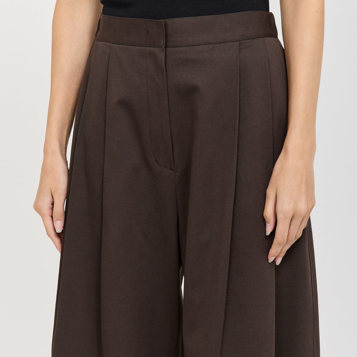 Two Tuck Wide Banding Pants Brown