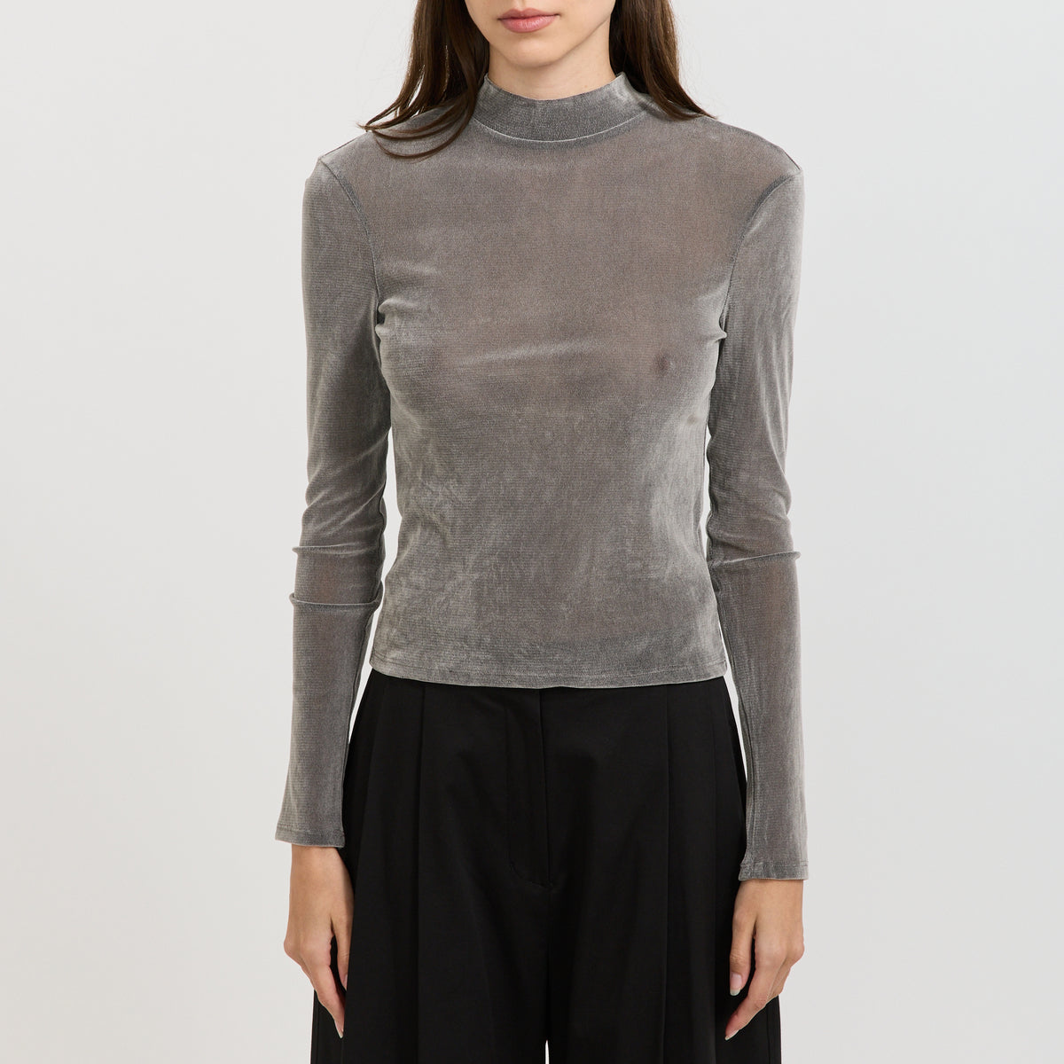 Mock Neck Top Grey