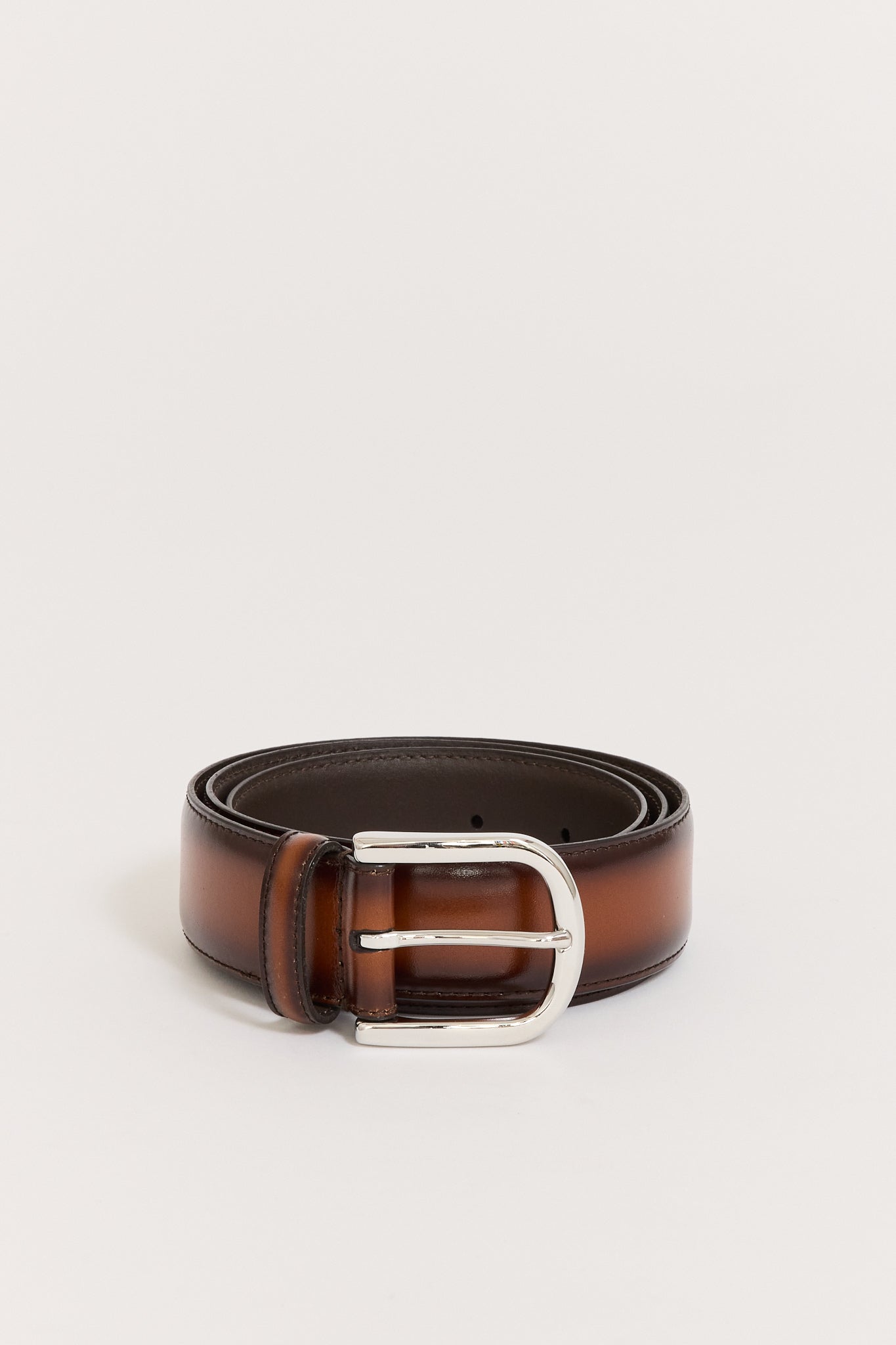 Classic Burnished Leather Belt Brown