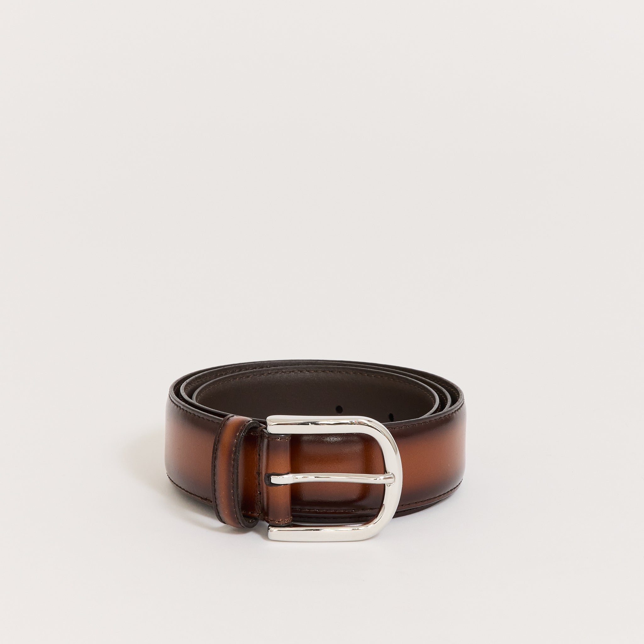 Classic Burnished Leather Belt Brown