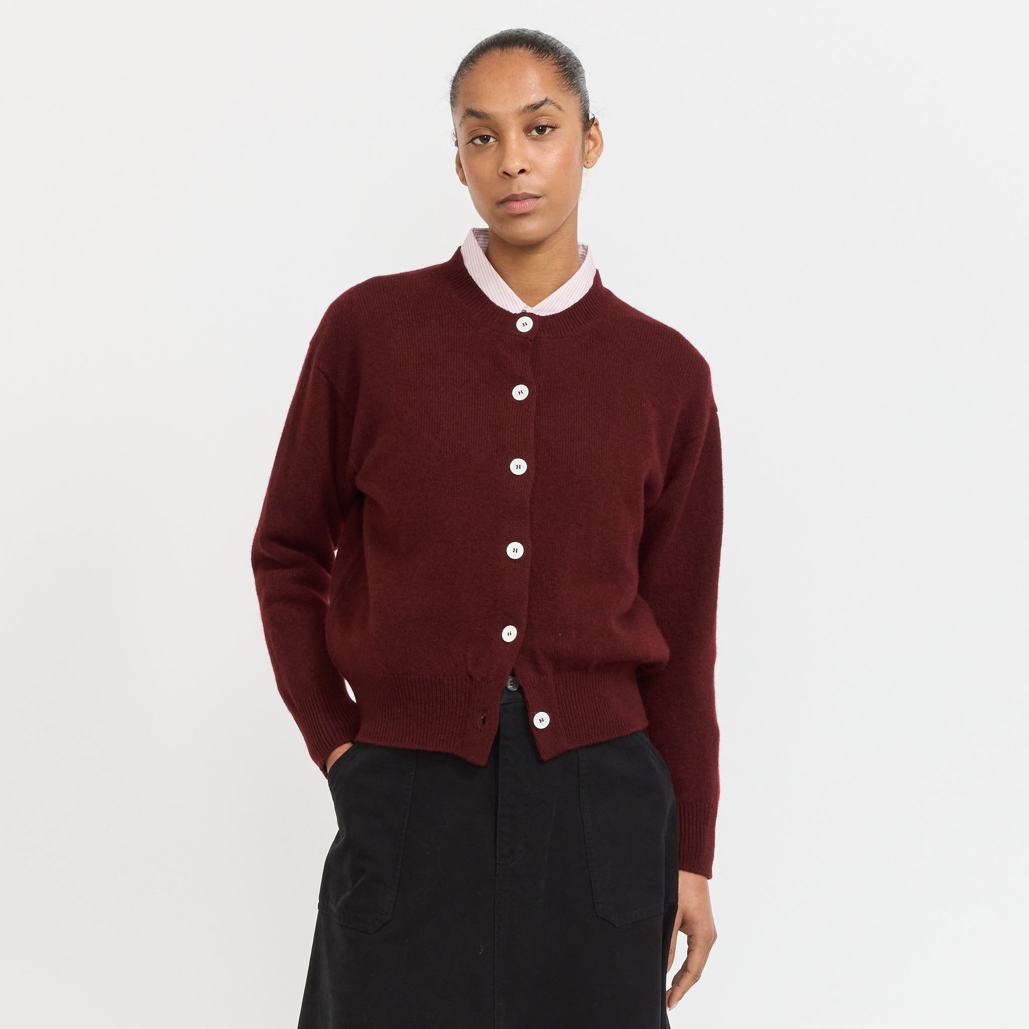 Ada Crewneck Cardigan Burgundy
