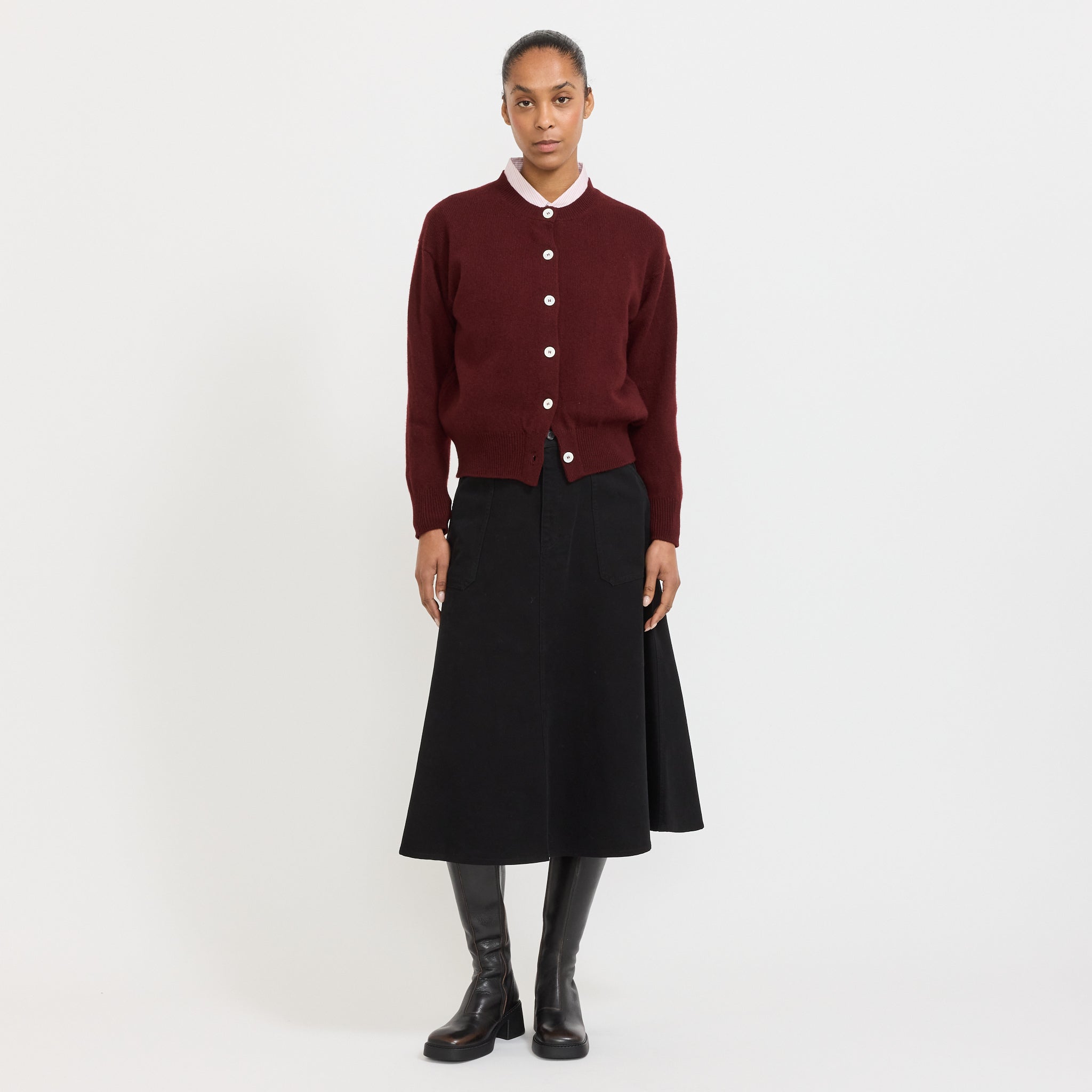 Ada Crewneck Cardigan Burgundy