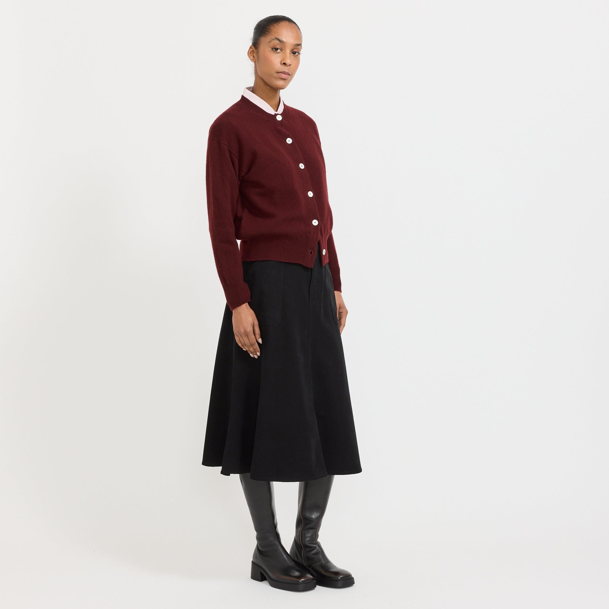 Ada Crewneck Cardigan Burgundy
