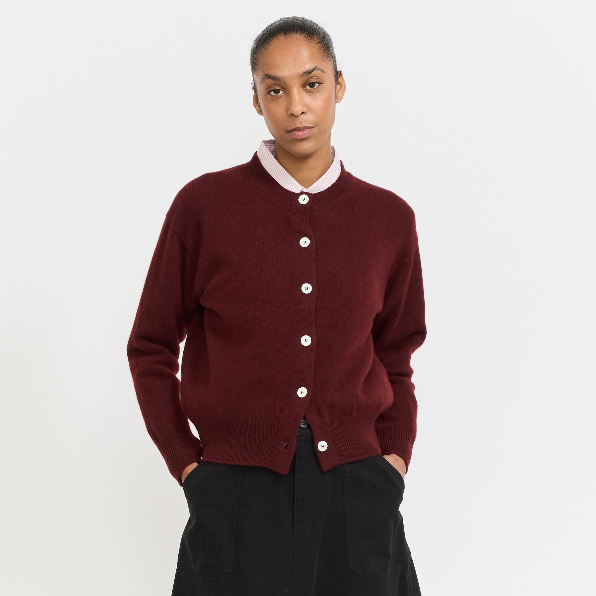 Ada Crewneck Cardigan Burgundy