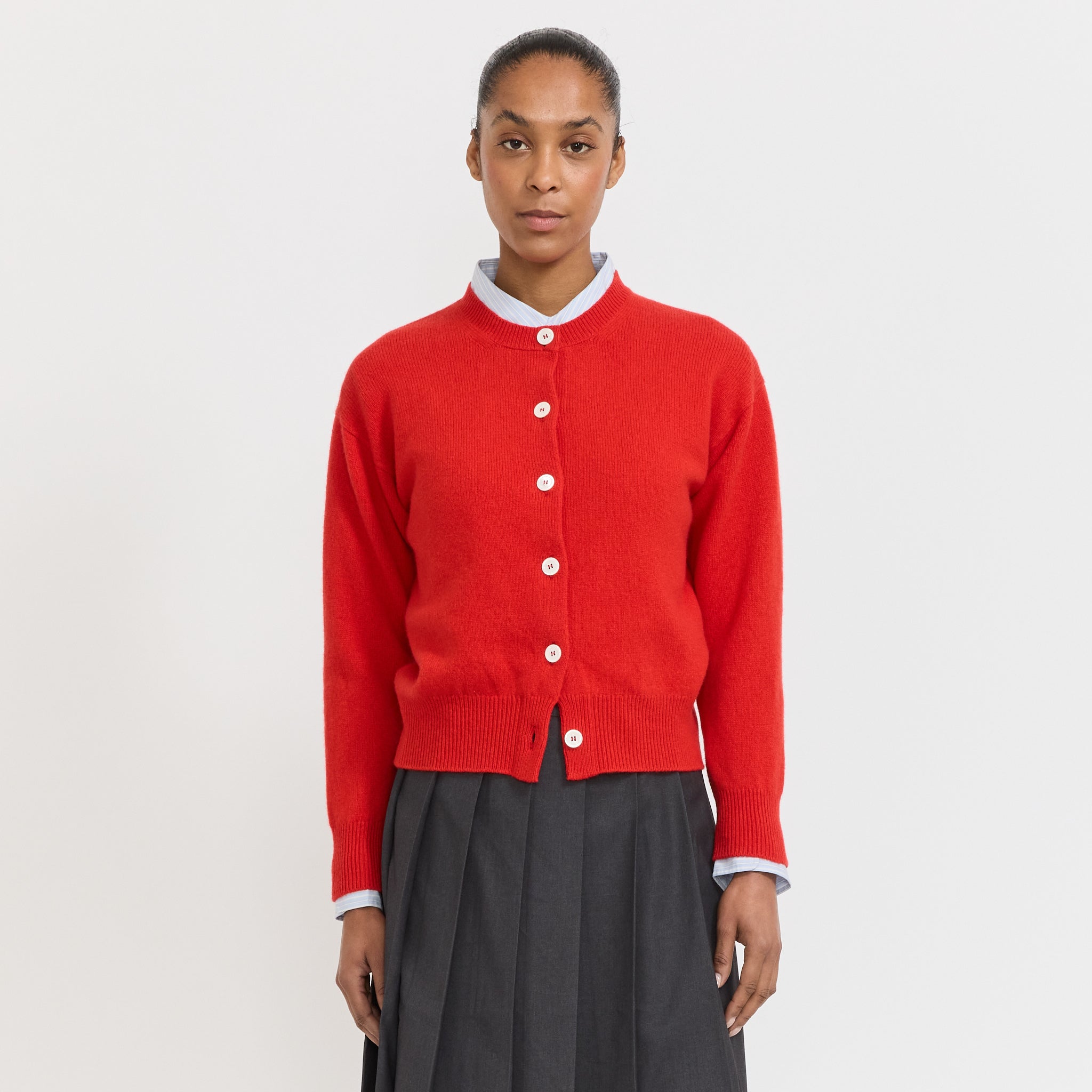 Ada Crewneck Cardigan Poppy Red