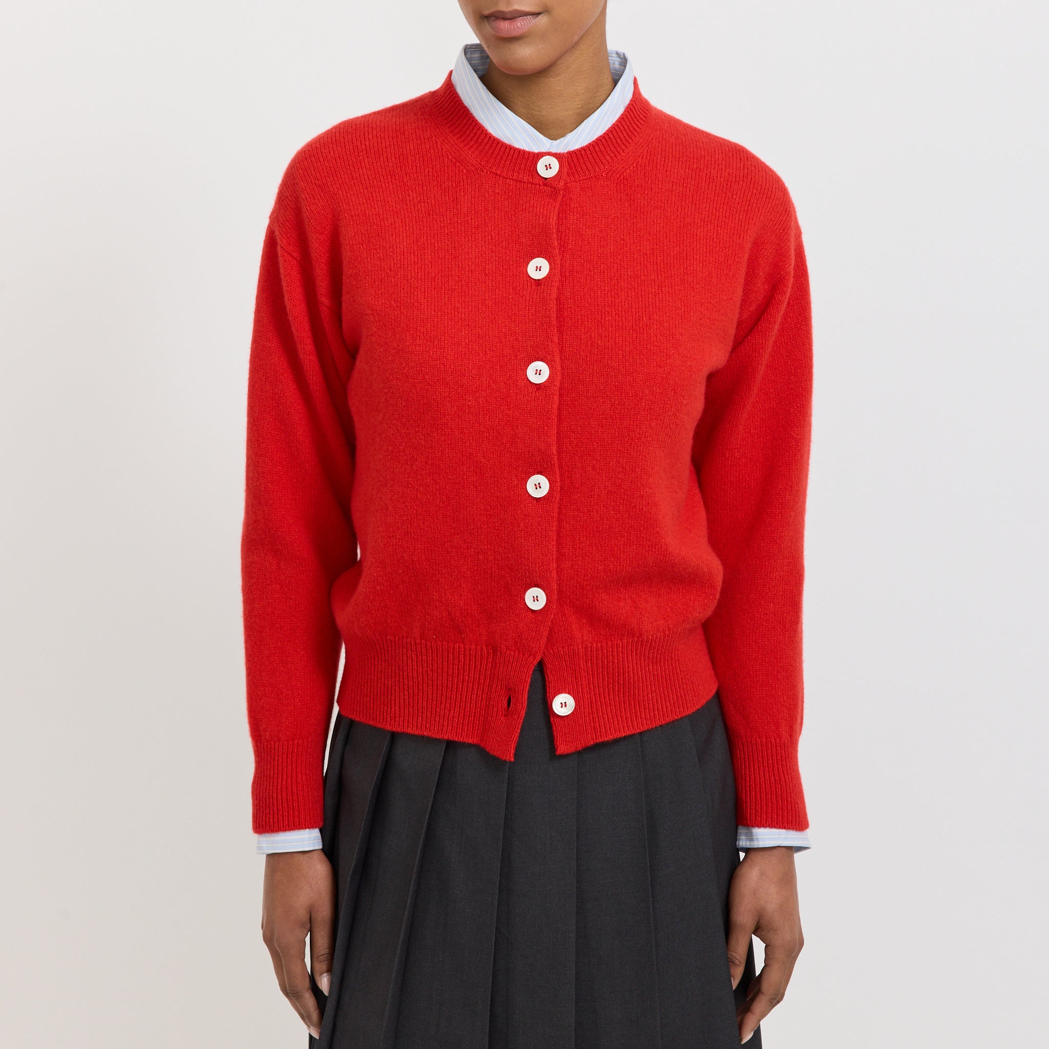 Ada Crewneck Cardigan Poppy Red