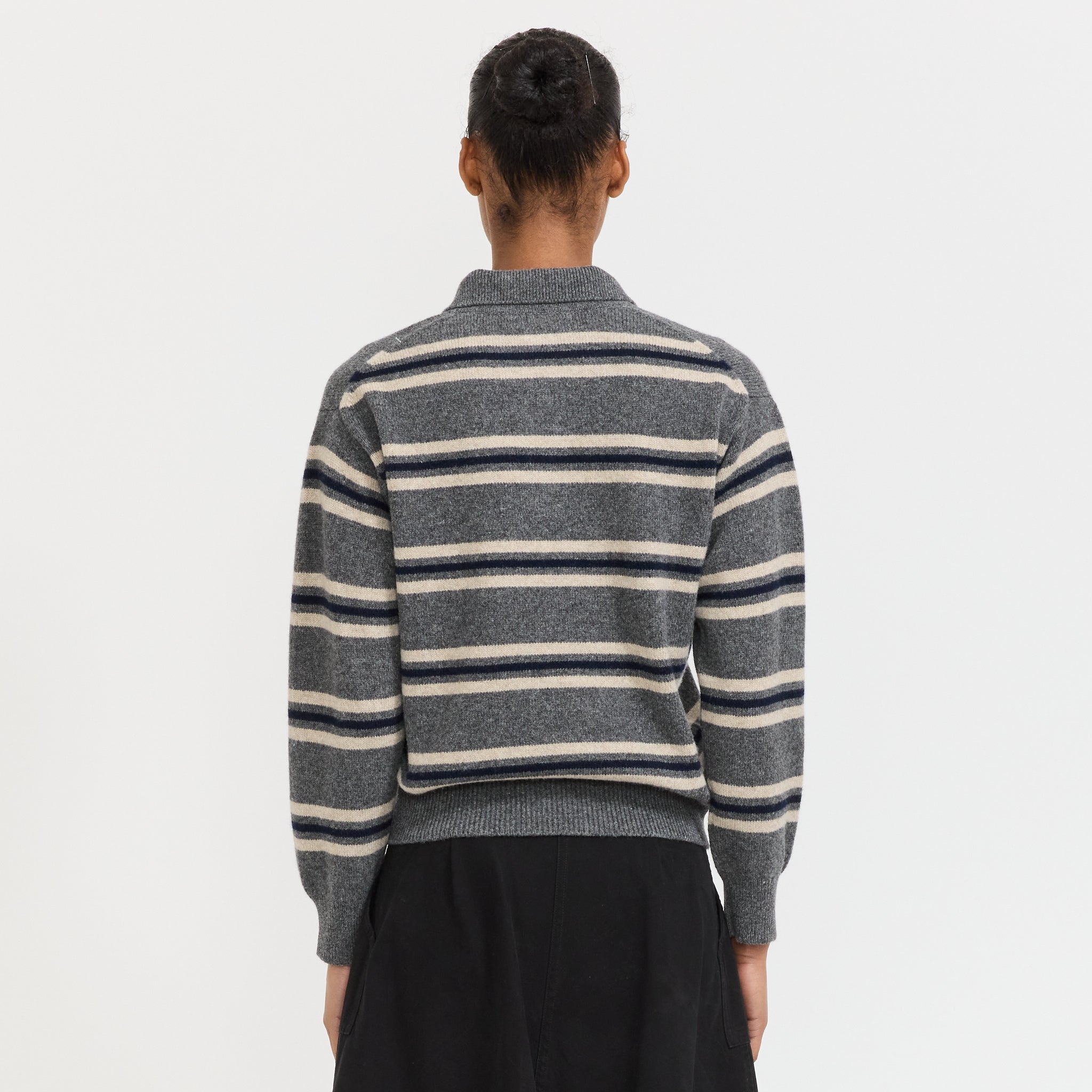 Edith Stripe Polo Grey Multi