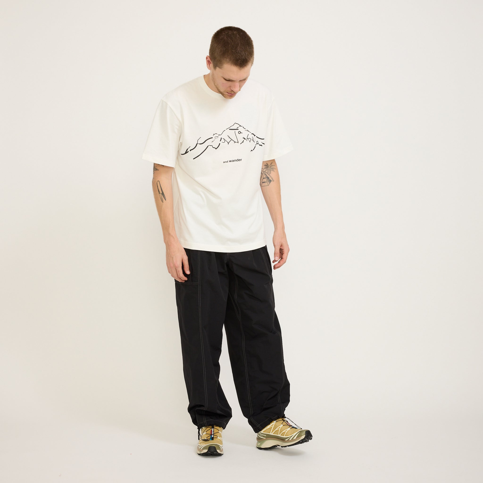 Crinkled Nylon Pants Black