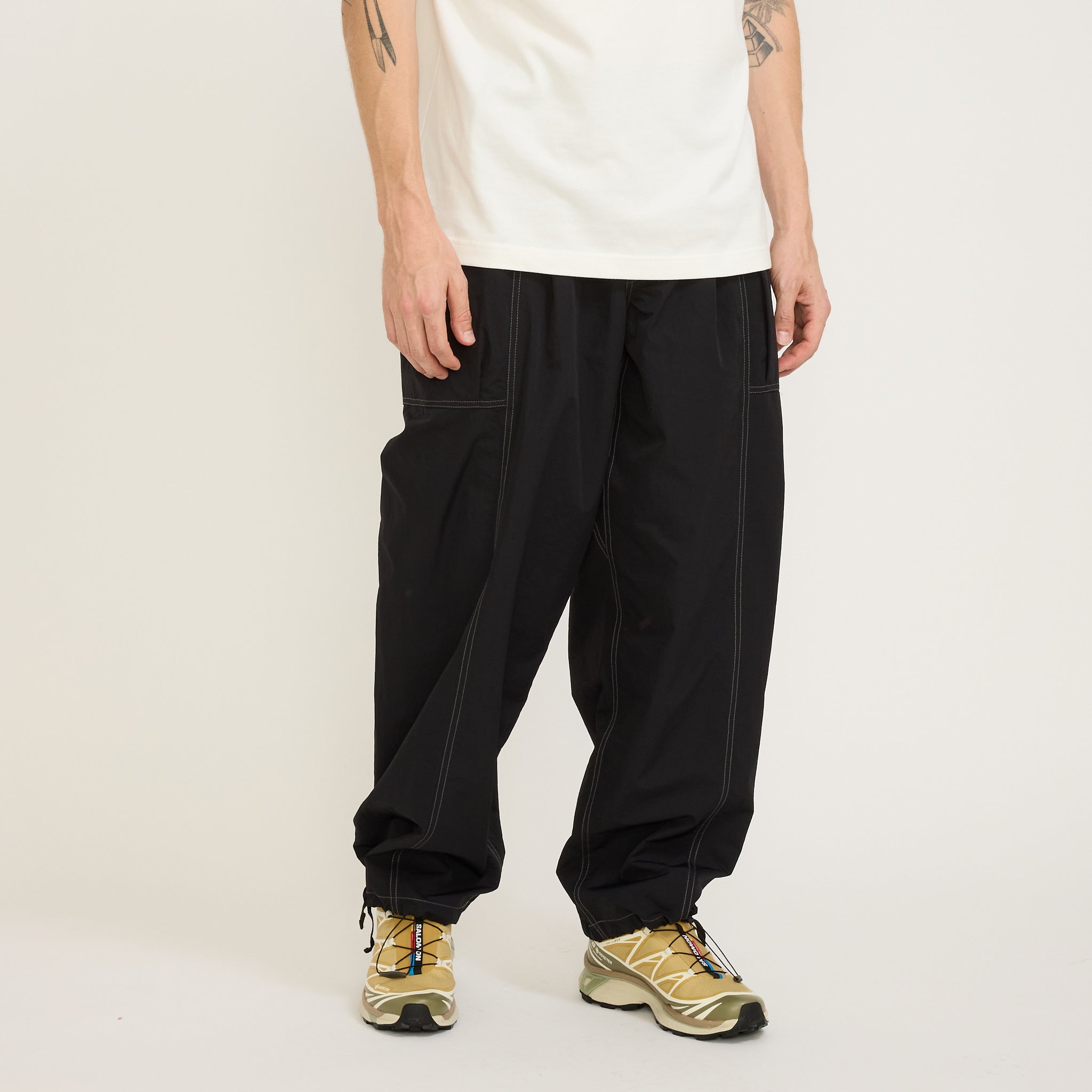 Crinkled Nylon Pants Black