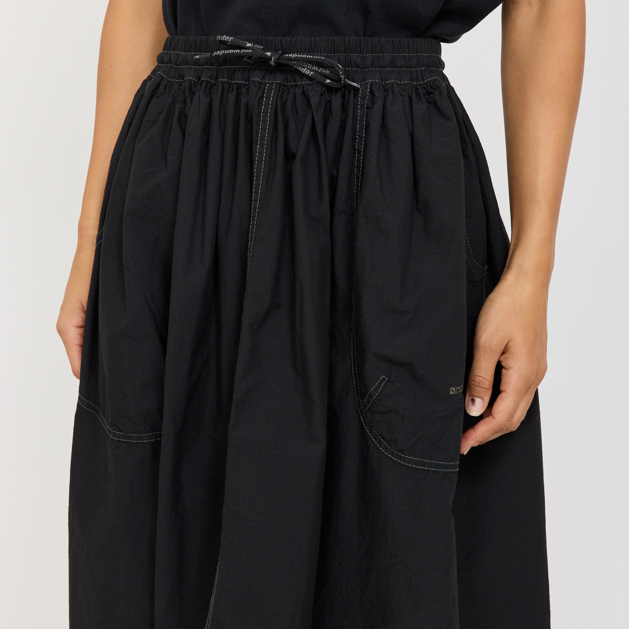 And Wander | Cordura Cotton Rip Skirt Black | Maplestore