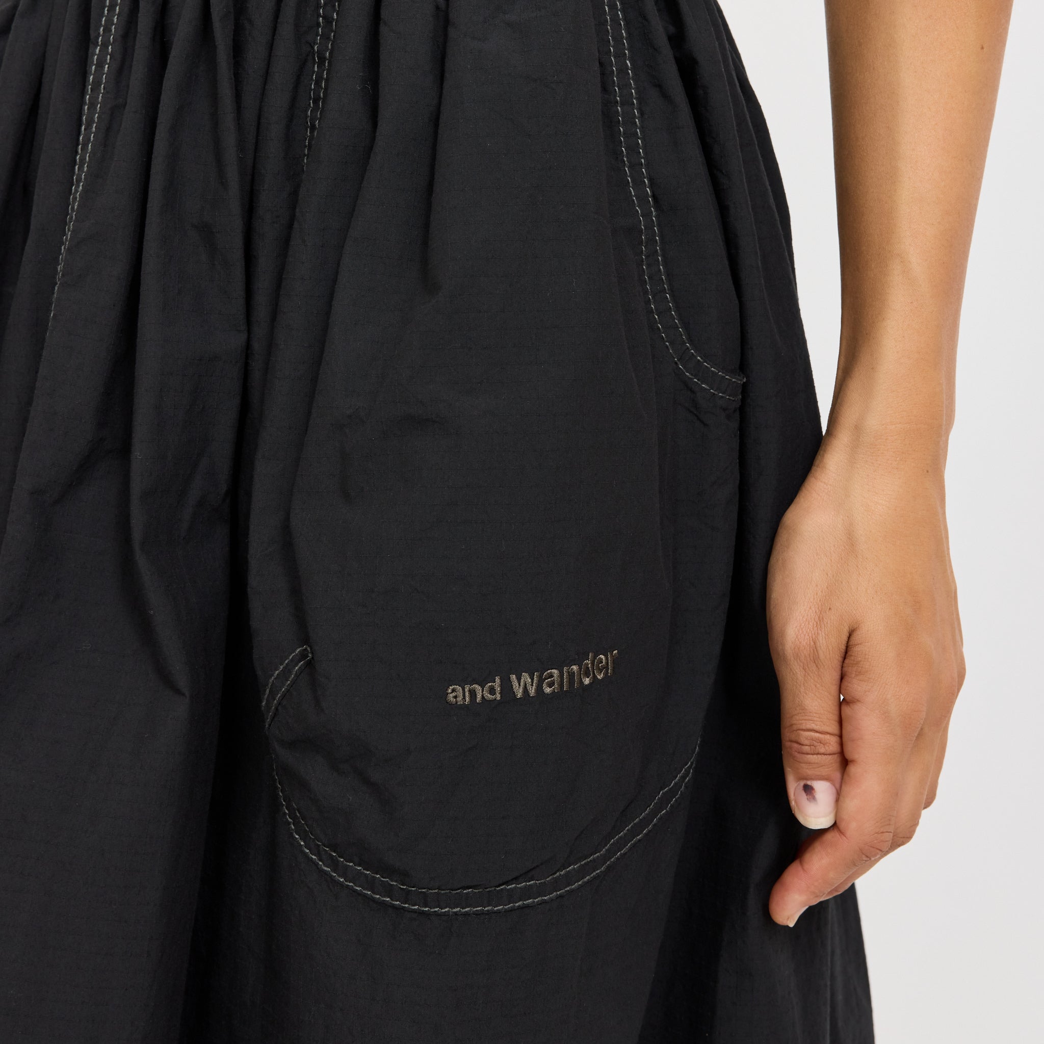 And Wander | Cordura Cotton Rip Skirt Black | Maplestore