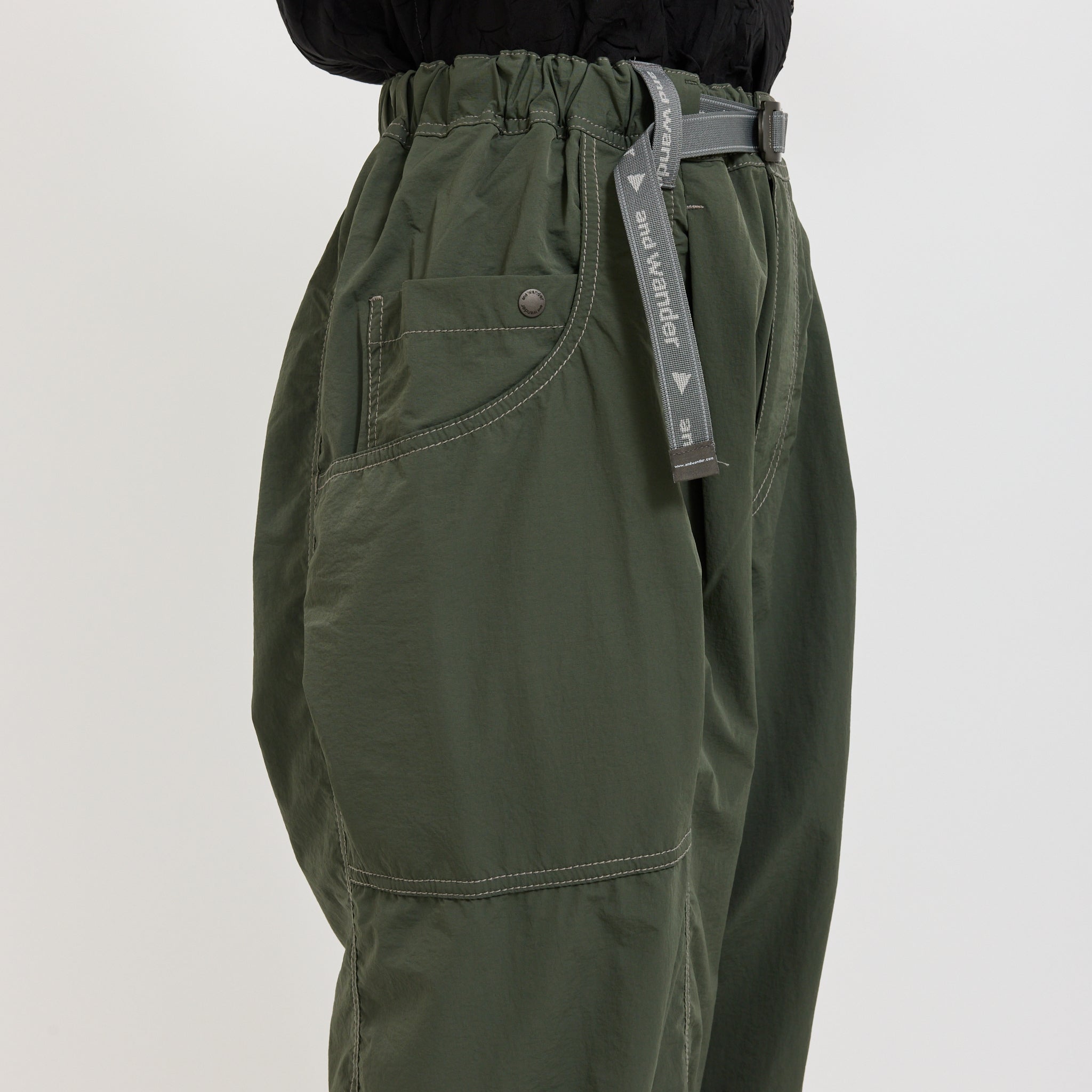 Crinkled Nylon Pants Dark Grey