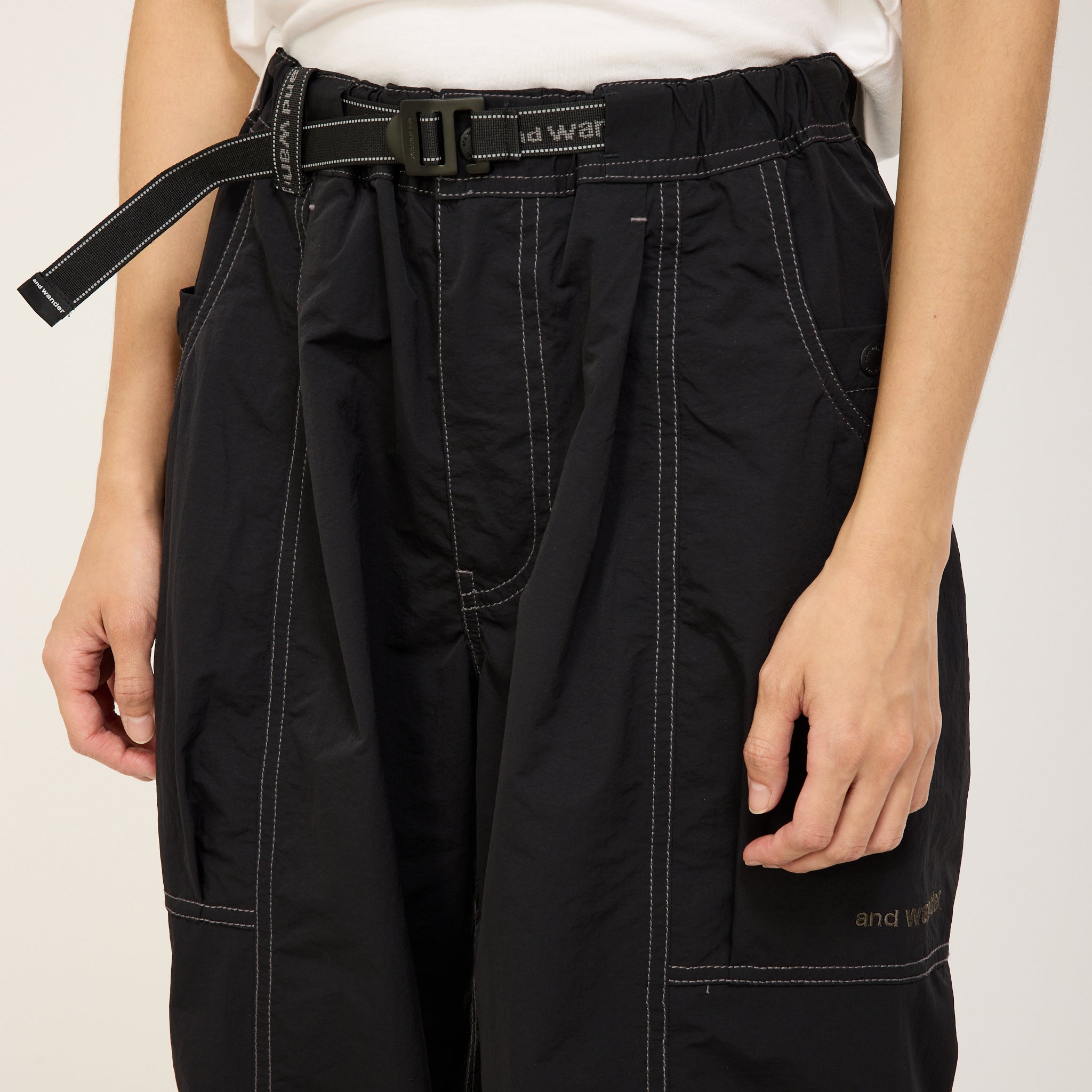 And Wander | Crinkled Nylon Pants Black Womens | Maplestore